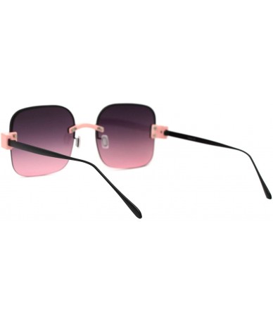 Square Womens Half Rim Rimless Style Square Sunglasses Vintage Retro Fashion - Pink Black (Smoke Pink) - CX18Y4Z09CI $22.35