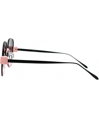 Square Womens Half Rim Rimless Style Square Sunglasses Vintage Retro Fashion - Pink Black (Smoke Pink) - CX18Y4Z09CI $22.35