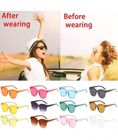 Rimless Classic Women Square Sunglasses for 100% UV Protection Flat Lens Fashion Shades Transparent Candy Color Eyewear - CQ1...