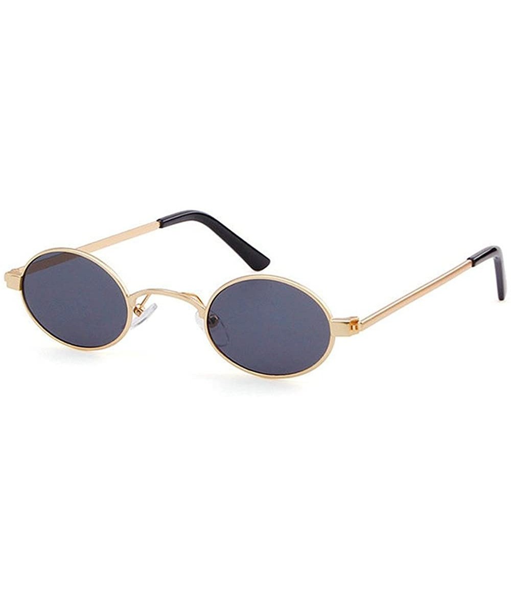 Aviator Fashion Vintage Small Oval Sunglasses Unisex Chic Sexy Luxury Punk Eyewear - Gold Black - CH180QMQ4GX $20.30