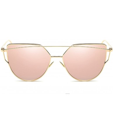 Oval Sunglasses Women Luxury Cat Eye Design Mirror Flat Rose Gold Vintage Cateye Fashion Sun Glasses Eyewear - A11 - CG197A34...