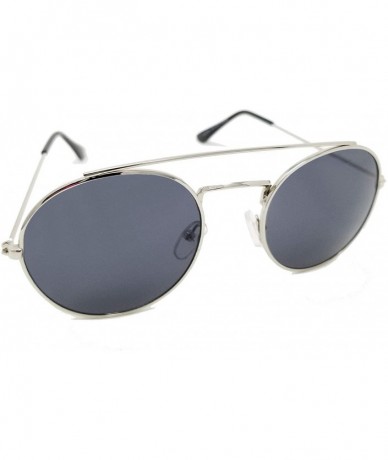 Round Vintage Retro Round Circle frame Crossbar Sunglasses IL1016 - Silver/ Black - CH18LEGW8UK $21.26