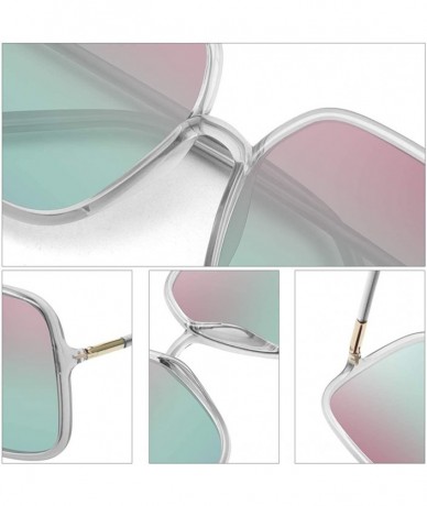 Sport Polarized Sunglasses for Women Vintage Big Frame Shades UV400 Protection - C4 Clear Frame/Pink and Blue Lens - C5196DCI...