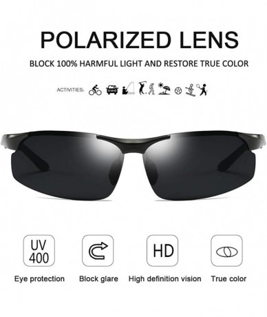 Sport Mens Polarized Sports Sunglasses with UV Protection HD Cycling Driving Glasses for Men Women 8003 - Black/Black - CY18N...