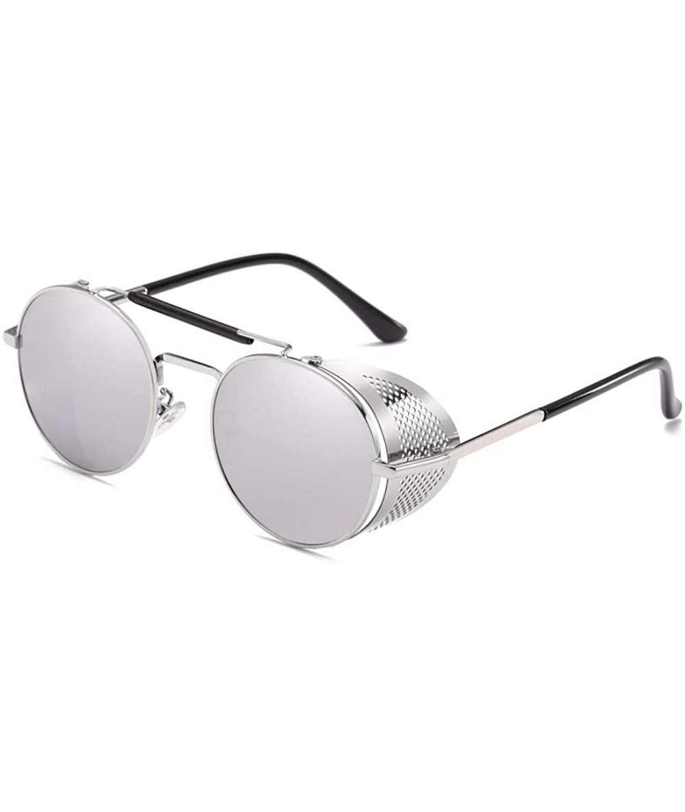 Shield Steampunk Windproof Sunglasses Protection Personality - Silver/Silver - CQ18T7N0DAZ $32.58