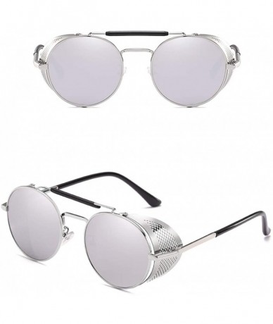 Shield Steampunk Windproof Sunglasses Protection Personality - Silver/Silver - CQ18T7N0DAZ $32.58