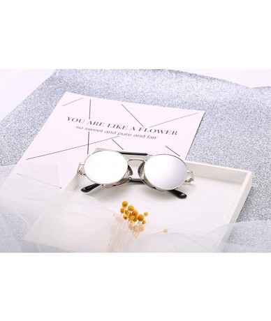 Shield Steampunk Windproof Sunglasses Protection Personality - Silver/Silver - CQ18T7N0DAZ $32.58