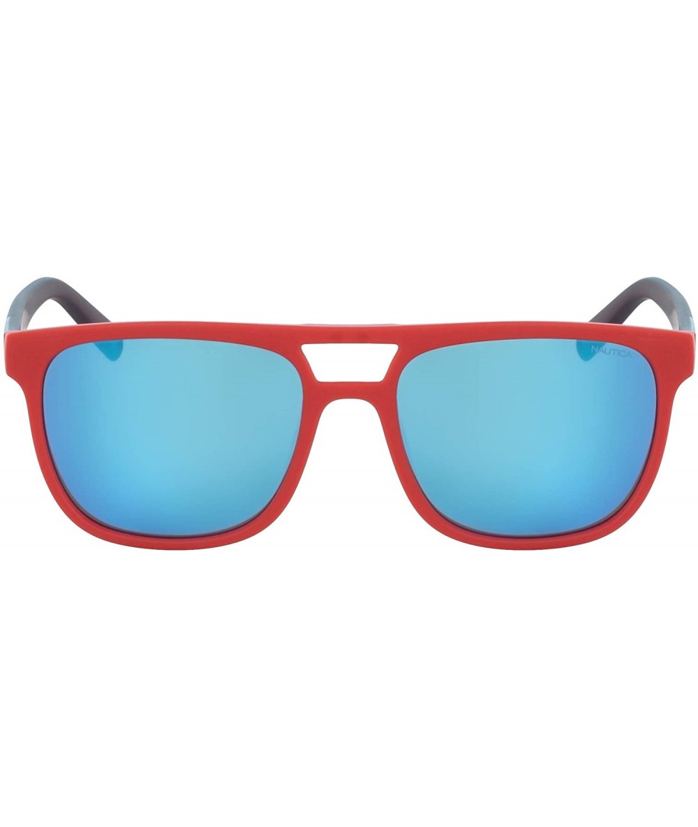 Rectangular mens N3633sp Rectangular Sunglasses - Matte Red/Blue Mirror Polarized - CA18KNDNUTU $94.90