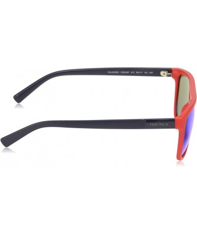 Rectangular mens N3633sp Rectangular Sunglasses - Matte Red/Blue Mirror Polarized - CA18KNDNUTU $94.90