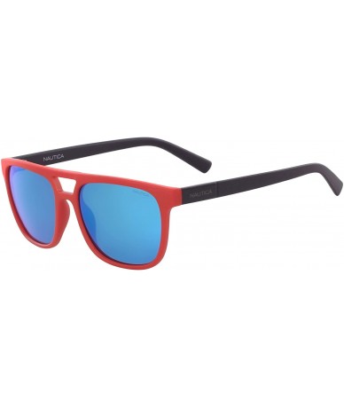 Rectangular mens N3633sp Rectangular Sunglasses - Matte Red/Blue Mirror Polarized - CA18KNDNUTU $94.90