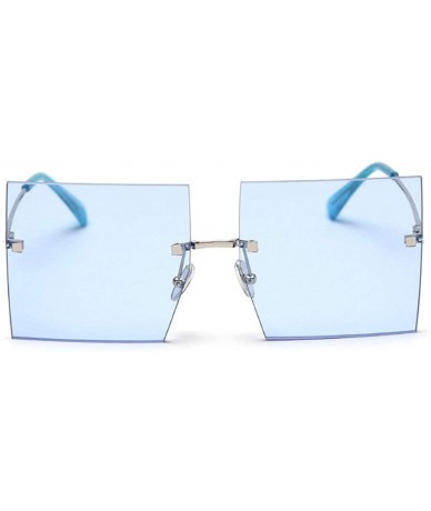 Square 2019 New Fashion Rimless oversized Square Sunglasses Women Sunshade glasses UV protection - Blue C21 - C718ZZ3AAAS $26.71