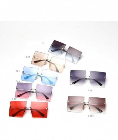 Square 2019 New Fashion Rimless oversized Square Sunglasses Women Sunshade glasses UV protection - Blue C21 - C718ZZ3AAAS $26.71