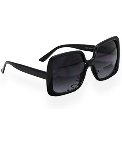 Square Oversized Square Jackie O Style Sunglasses Bold Vintage Retro Chic Fashion Glasses - Black - CC18C3EM84G $19.39