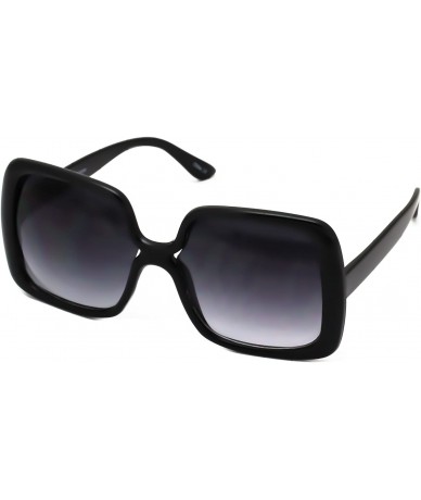 Square Oversized Square Jackie O Style Sunglasses Bold Vintage Retro Chic Fashion Glasses - Black - CC18C3EM84G $19.39