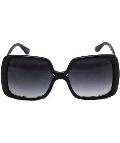 Square Oversized Square Jackie O Style Sunglasses Bold Vintage Retro Chic Fashion Glasses - Black - CC18C3EM84G $19.39