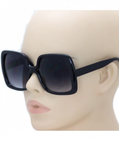 Square Oversized Square Jackie O Style Sunglasses Bold Vintage Retro Chic Fashion Glasses - Black - CC18C3EM84G $19.39