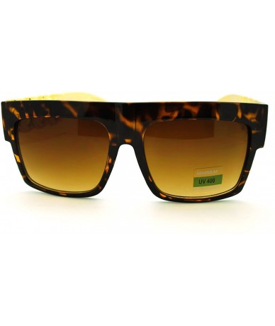 Square Thick Gold Chain Sunglasses Flat Top Square Designer Celebrity Fashion - Tortoise - C311HQ2OPKX $20.08