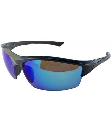 Semi-rimless Sunglasses CRUISER Black/Blue White Revo - CU18OG08M9R $32.79