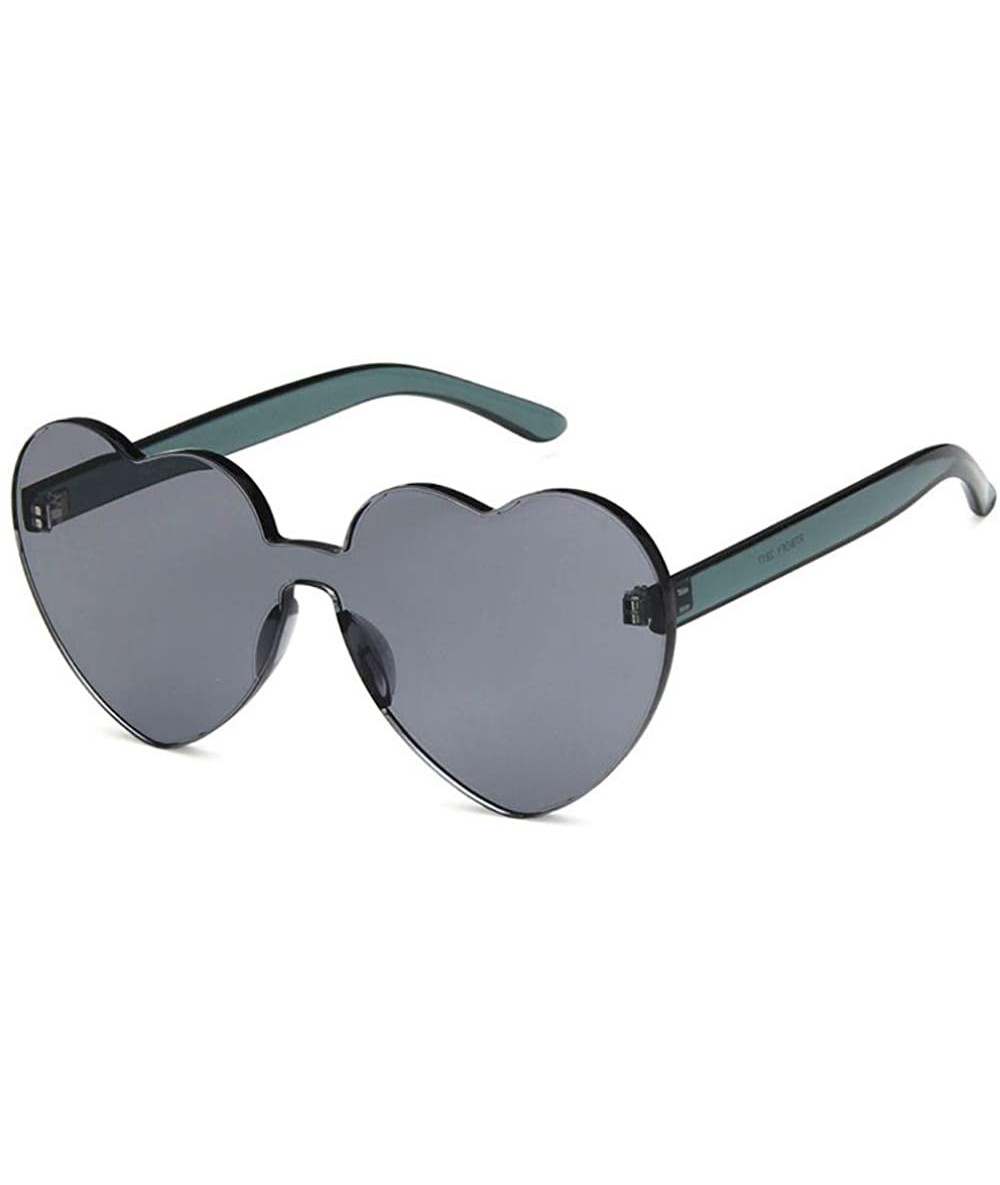 Rimless Women Beach Eyewear Cute Heartshape Frameless Sunglasses with Case UV400 - Tansparent Grey - CY18WRGXI5U $39.77