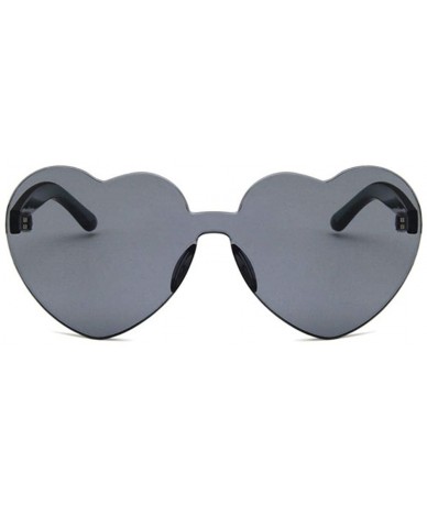 Rimless Women Beach Eyewear Cute Heartshape Frameless Sunglasses with Case UV400 - Tansparent Grey - CY18WRGXI5U $39.77