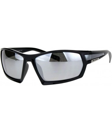 Wrap Mens Xloop Sunglasses Wrap Around Frame Bold Fashion Shades UV 400 - Black Silver (Silver Mirror) - CB18QKAH5SW $19.61