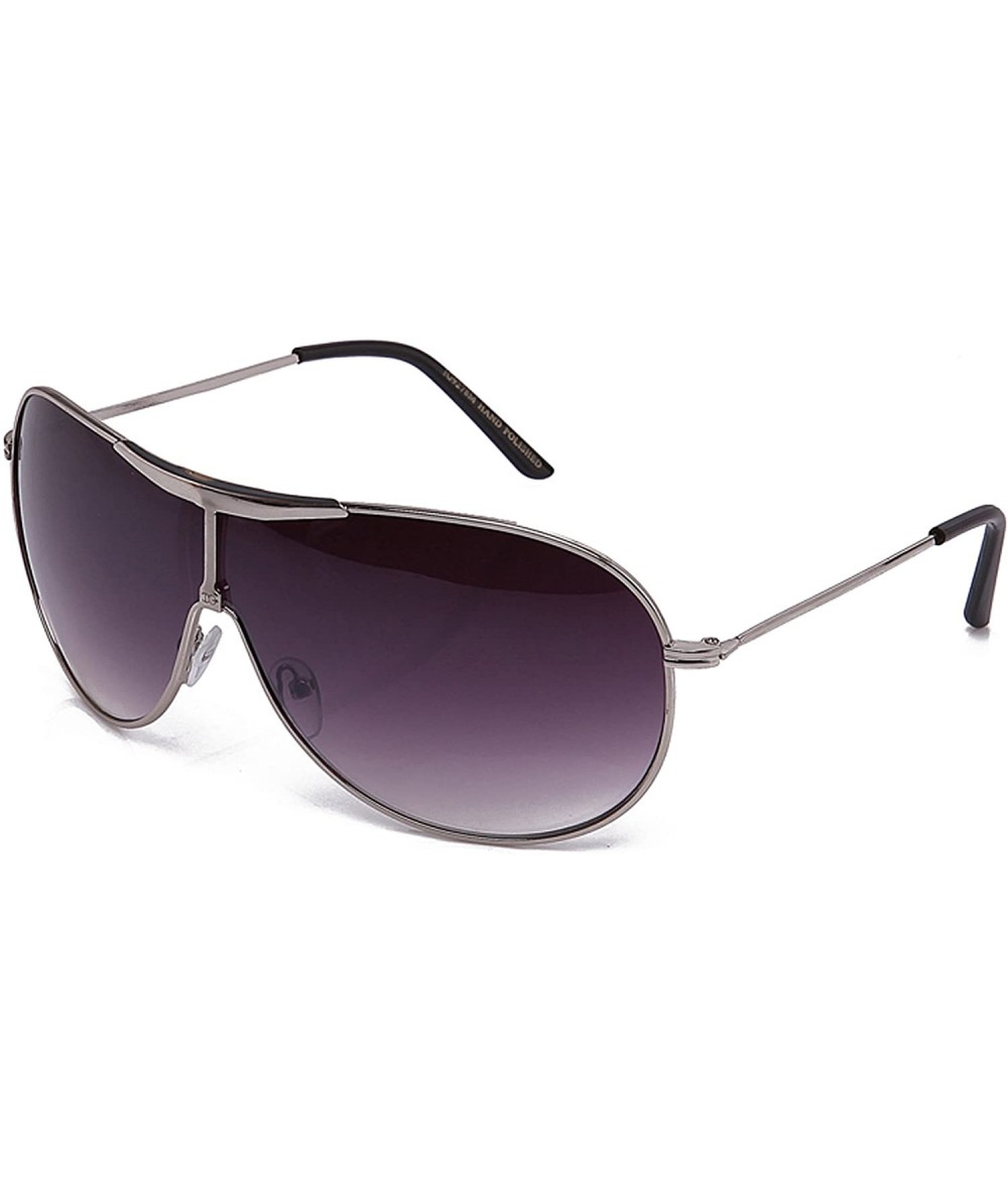 Aviator Aviators Oversized Temple Design UV Protection Pilot Style - Silver/Black - CH17YXTKSZS $18.86