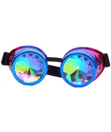 Aviator Kaleidoscope Rave Rainbow Crystal Lenses Steampunk Goggles - Blue-purple (No Spike) - CV18GM2DREW $24.88