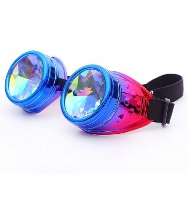 Aviator Kaleidoscope Rave Rainbow Crystal Lenses Steampunk Goggles - Blue-purple (No Spike) - CV18GM2DREW $24.88