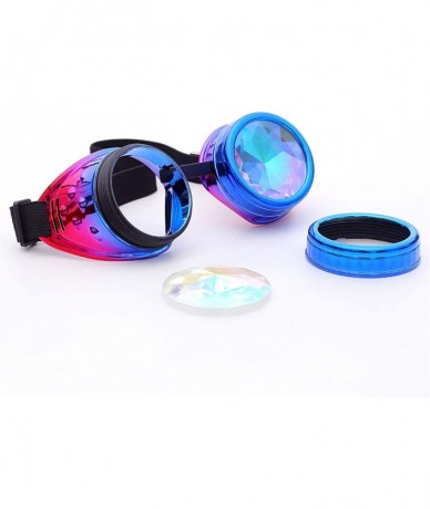 Aviator Kaleidoscope Rave Rainbow Crystal Lenses Steampunk Goggles - Blue-purple (No Spike) - CV18GM2DREW $24.88