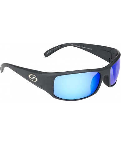 Sport Polarized Okeechobee Sunglasses - Matte Black Frame/White-Blue Mirror - Gray Base Lens - C712OCW0JDR $76.81