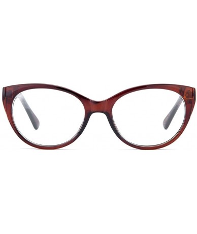 Square Unisex Clear Lens Temple Design Cat Eye Fashion Glasses - Brown - CT11KQRUSKL $19.94