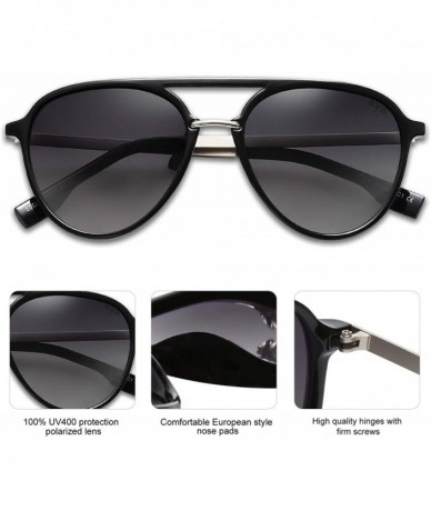 Aviator Oversized Polarized Sunglasses for Women Men Aviator Ladies Shades SJ2078 - C1 Black Frame/Gradient Grey Lens - CD18A...