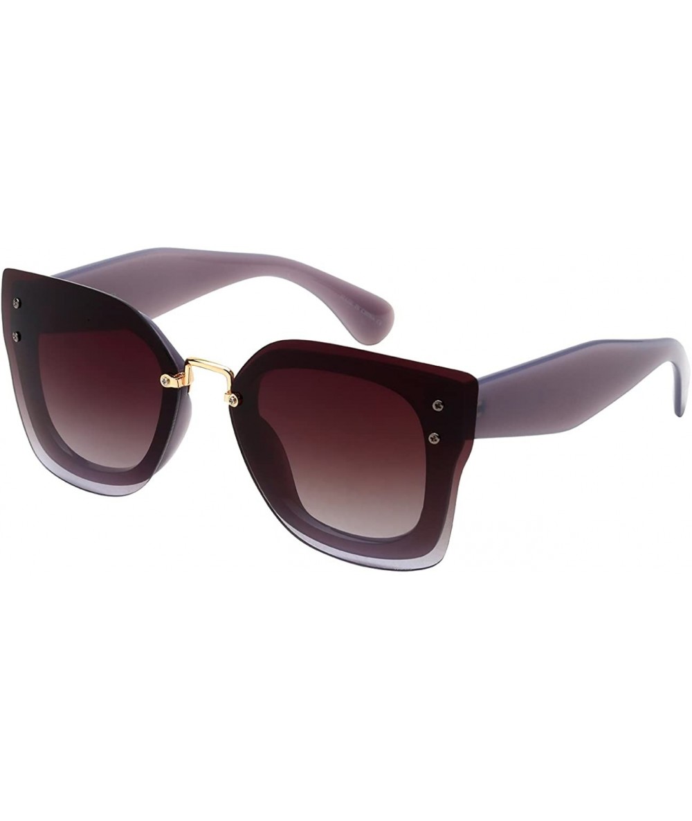 Oversized Oversized Square Frame Sunnies with Flat Lens 32173TT-FLOCR - Jelly Purple - CV12K7JZNBB $18.67