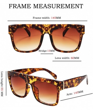 Square Oversized Retro Sunglasses Women Flat Top Square Frame Designer Shades - Leopard Frame/Brown Lens - C718WGAD5Q8 $24.18