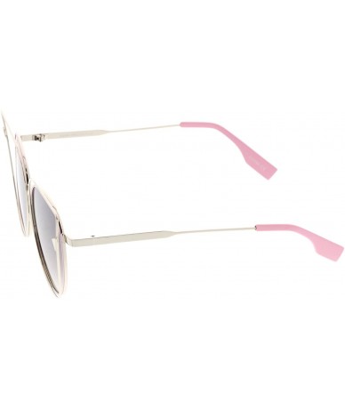 Cat Eye Oversize Metal Cutout Frame Arrow Accent Flat Lens Cat Eye Sunglasses 57mm - Silver-pink / Lavender - C012O1RIJGM $20.13