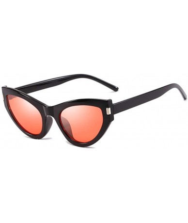 Oval Women Sunglasses Retro Black Grey Drive Holiday Oval Non-Polarized UV400 - Black Red - CZ18R6XX5SH $16.23