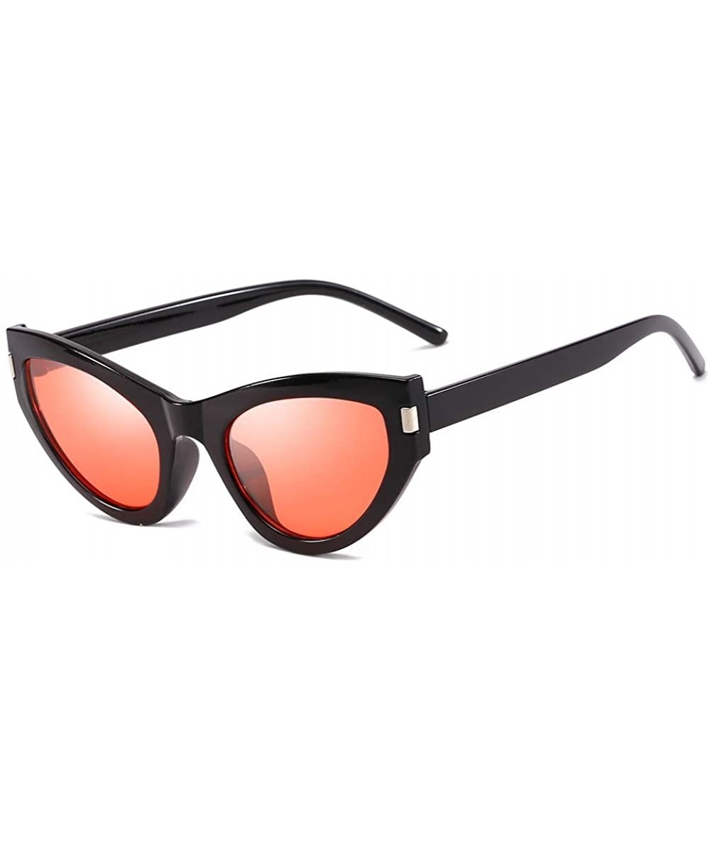 Oval Women Sunglasses Retro Black Grey Drive Holiday Oval Non-Polarized UV400 - Black Red - CZ18R6XX5SH $16.23