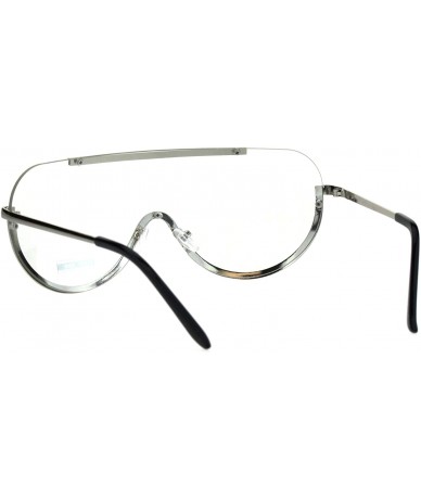 Shield Unisex Shield Clear Lens Glasses Flat Top Oversized Metal Frame UV 400 - Silver - CL18L3ISME4 $19.96