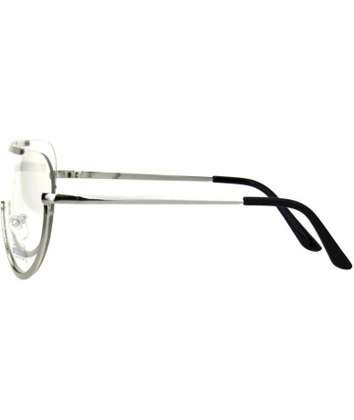 Shield Unisex Shield Clear Lens Glasses Flat Top Oversized Metal Frame UV 400 - Silver - CL18L3ISME4 $19.96