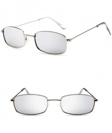 Square Small Rectangle Sunglasses For Women Metal Frame Mirrored Lens - G - CM18DWCZMY9 $15.83