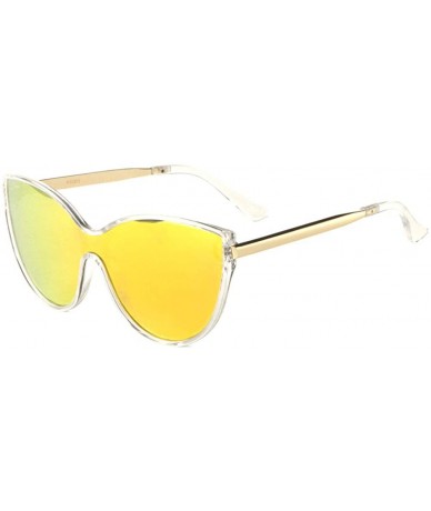 Shield Clear Frame One Piece Cat Eye Shield Lens Sunglasses - Yellow - CZ198E99OKR $26.19