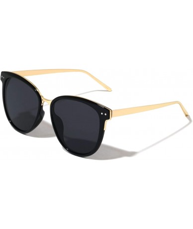 Cat Eye Daegu Flat Lens Retro Color Mirror Cat Eye Sunglasses - Black - CD197662UOS $26.80