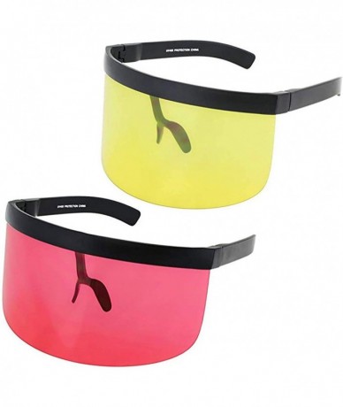 Shield Futuristic Oversize Shield Visor Sunglasses Flat Top Mirrored Mono Lens 172mm - Yellow and Red - C318IH6NUSN $45.40