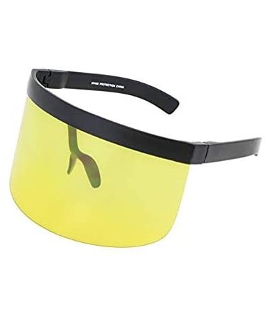 Shield Futuristic Oversize Shield Visor Sunglasses Flat Top Mirrored Mono Lens 172mm - Yellow and Red - C318IH6NUSN $45.40