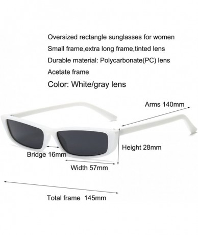 Goggle Retro Narrow Small Rectangle Sunglasses Long Plastic Frame Women Glasses - White - CC18CZ2OAXS $18.38