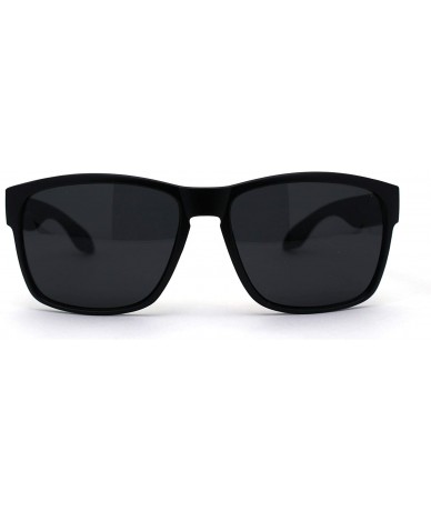 Sport Kush Mens Rectangular Gangster All Black Sport Horn Rim Sunglasses - Blue Logo - CQ1987KD2AR $20.54