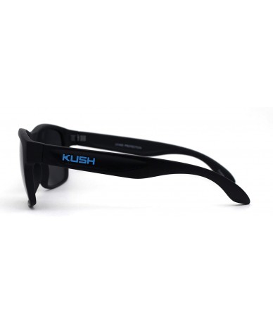 Sport Kush Mens Rectangular Gangster All Black Sport Horn Rim Sunglasses - Blue Logo - CQ1987KD2AR $20.54