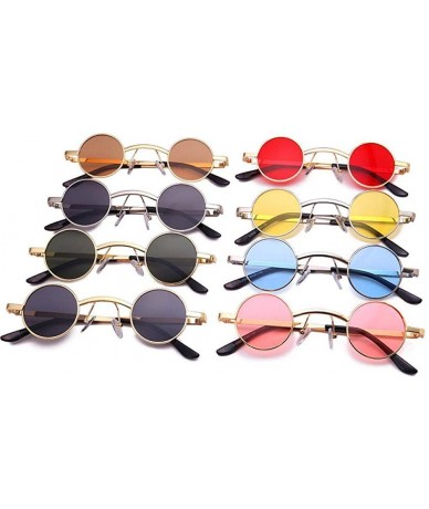 Round Sunglasses New Fashion Small Metal Round Frame Color Coating Mirror UV400 6 - 5 - CS18YZWM5AA $18.23