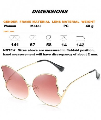 Butterfly Sunglasses For Women Butterfly Elegant Rimmed Summer Travel Fashion Metal Casual - Silver Frames Red Lens - C818GCC...