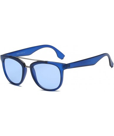 Round Retro Classic Brow-Bar Round Round Fashion Sunglasses for Men and Women - Blue - C418IS4DT86 $19.23